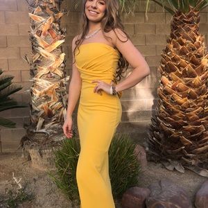 Yellow strapless Full Length dress